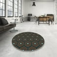 thumbnail image 3 of Ahgly Company Indoor Round Patterned Midnight Gray Area Rugs, 6' Round, 3 of 6