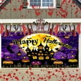 thumbnail image 3 of 16X7 ft Purple Happy Halloween Castle Garage Door Decoration Background Night Moon Backdrop Bat Pumpkin Devil Pumpkin Graveyard Photography Birthday Hallowmas Banner Cover, 3 of 5