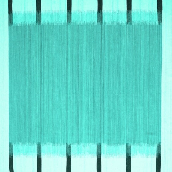 Ahgly Company Machine Washable Indoor Square Abstract Turquoise Blue Contemporary Area Rugs, 7' Square