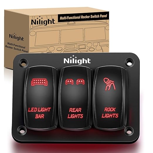 Nilight UTV 5 Pin SPST Rocker Switch Orange Backlit 12V - 5-Pin SPST Orange Backlit On/Off Switch For LED Lights & Accessories Nilight UTV Rocker Switch - Foto 3