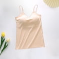 thumbnail image 2 of Women's Sleeveless Undershits V Neck Thin Strap Cami with Built-in Bra Soft Cotton Summer Tank Tops Beige S, 2 of 5