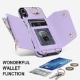 thumbnail image 5 of ShellTech for iPhone X/XS Case with Card Holder and Strap - Zipper Pocket,Crossbody Lanyard Strap,Credit Card Holder,Stand Ring,Cute Phone Wallet Case for Women,Purple, 5 of 10