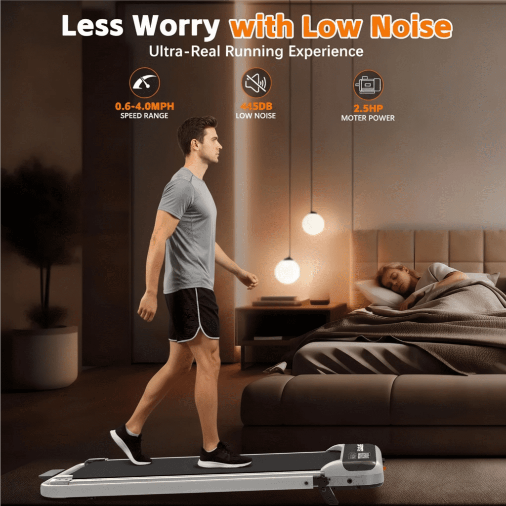 4 in 1 Treadmill Under Desk 0.6-5.0 MPH Foldable Walking Pad, Incline Knee Friendly LED Quiet Portable Treadmill For Home Office, Silver