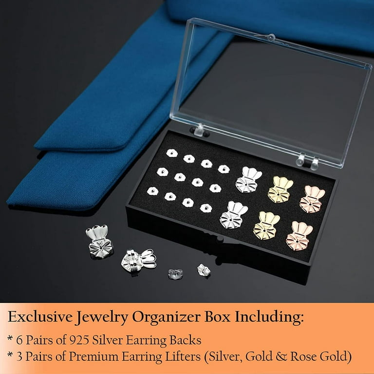 8 Pairs Earring Lifters Backs for Studs Earring Backs for Droopy Ears  Adjustable Hypoallergenic Earring Backs for Heavy Earring（8 Pairs）