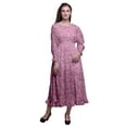thumbnail image 1 of Bimba Floral Women Printed Smocked Waist Long Casual Maxi RuffleDress-Medium, 1 of 5