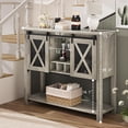 thumbnail image 3 of Armoire de Bar à Café, Buffet Bahut Armoire de Rangement avec Rangement, Armoire de Bar à Vin Style Ferme avec Casier à Verres à Vin, Armoire à Liqueurs Bar pour la Maison, Cuisine, Salle à Manger, Salon, Gris, 3 of 10