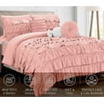 thumbnail image 2 of Mocassi 10-Piece Bed-in-a-Bag, Includes Bed Sheet with Double Sided Storage Pockets & Decorative Pillows, Multi-Ruffle Comforter, Full/Queen, Dusty Rose, 2 of 5
