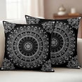 thumbnail image 2 of Black Boho Outdoor Pillow Covers 20x20 Set of 2,Waterproof Patio Throw Pillowcase Protectors,Retro Farmhouse Neutral Abstract Geometric Decorative Pillow Shams Cushion Covers for Seat Bed Couch Sofa, 2 of 8