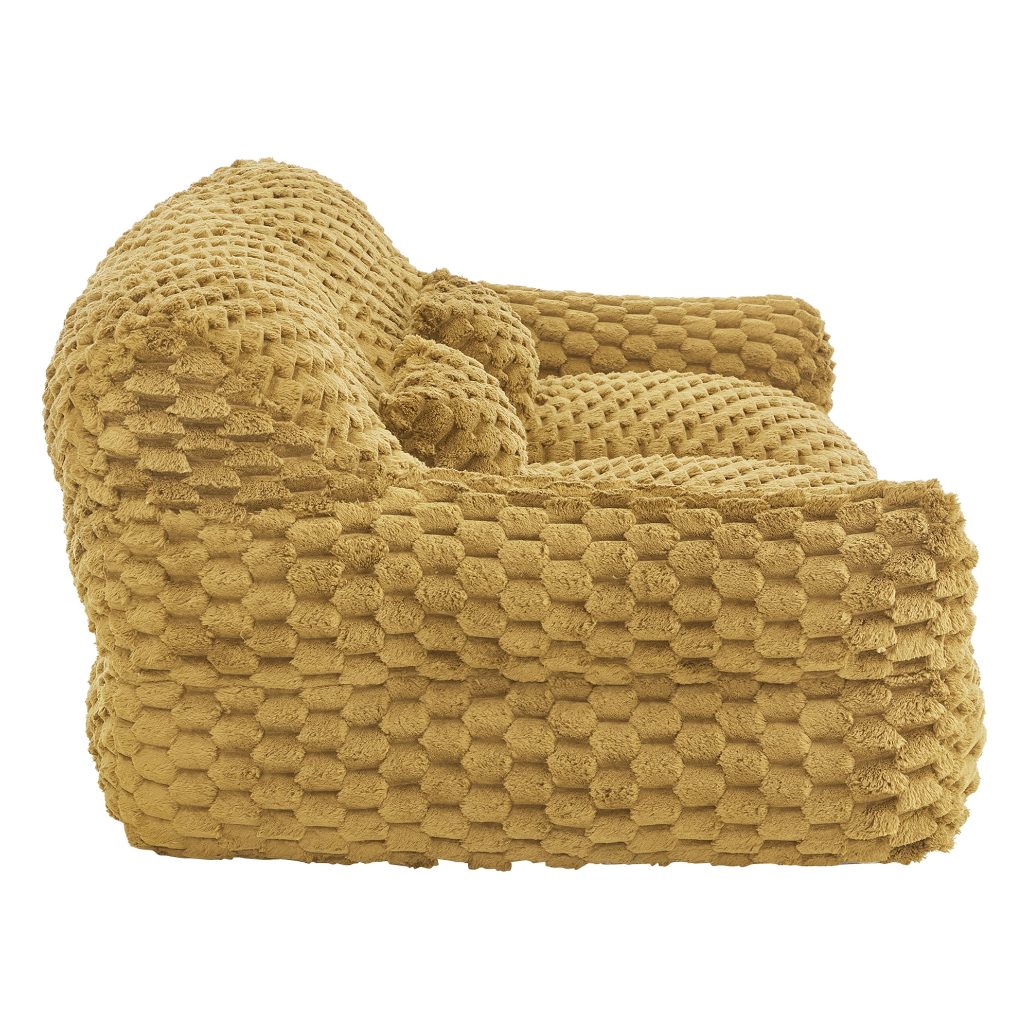 Spruce & Spring Ultra-Plush Fleece Lazy Sofa with Pillow & Blanket, Cozy Bean Bag Loveseat for Living Room & Bedroom,Golden Glow-Bubble Knit