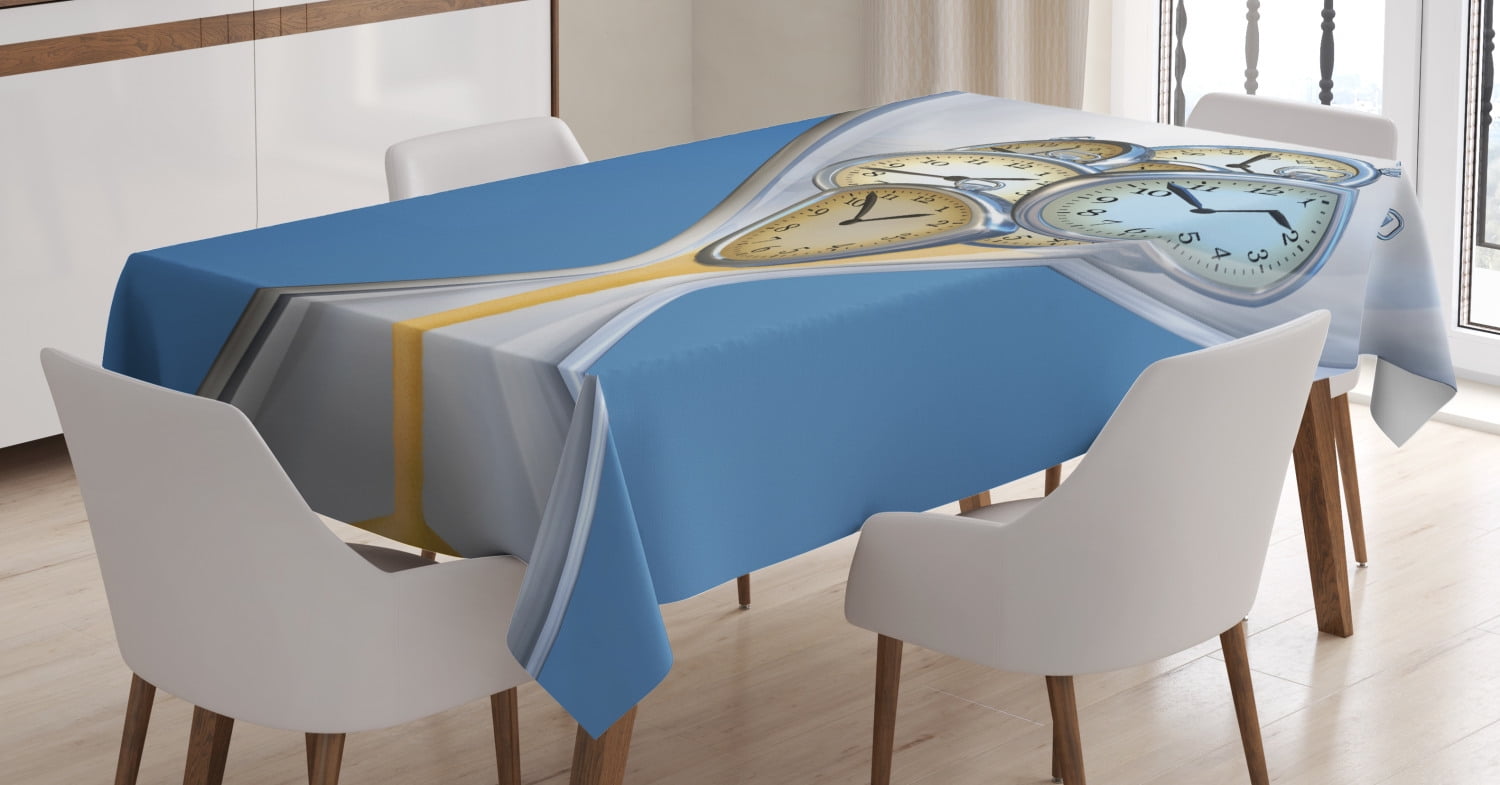 Clock Decor Tablecloth, Hourglass Time Clocks with Sand Decorations for Home A Vintage Design
