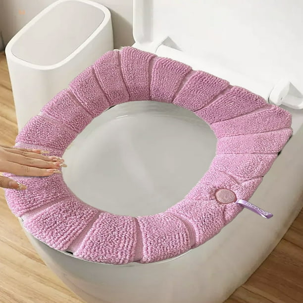 Funda suave para asiento de inodoro, almohadillas más gruesas y cálidas, tela elástica y lavable para inodoros estándar alargados, comodidad antideslizante para uso diario en baños
