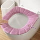 thumbnail image 1 of Funda suave para asiento de inodoro, almohadillas más gruesas y cálidas, tela elástica y lavable para inodoros estándar alargados, comodidad antideslizante para uso diario en baños, 1 of 8