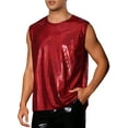 thumbnail image 4 of INSPIRE CHIC Metallic Tank Top for Men's Sleeveless Party Club Shining Vest 2XL Red, 4 of 5