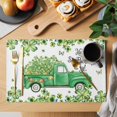 thumbnail image 2 of St. Patrick's Day Placemats Set of 4, Lucky Shamrocks Green Car Country Plants Placemats for Dining Table, Place Mats for Kitchen Tabletop, Waterproof Wipeable Dining Table Mats Set, 2 of 9
