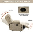 thumbnail image 4 of Large Manual Recliner Chair Fabric Living Room Oversized Comfortable Reclining Sofa with Pillow Top Arms Beige, 4 of 6