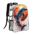 thumbnail image 3 of Rocae Sunset Ocean Watercolor Dolphin for 16inch Clear Backpack Transparent School Backpack for Women Men, Capacity Clear Bag for College, Travel, 3 of 7