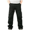 thumbnail image 1 of Pantalones largos para hombre, pantalones deportivos casuales con bolsillos cargo y cordones, pantalones largos tipo lápiz, pantalones de algodón y poliéster para hombre, 1 of 5