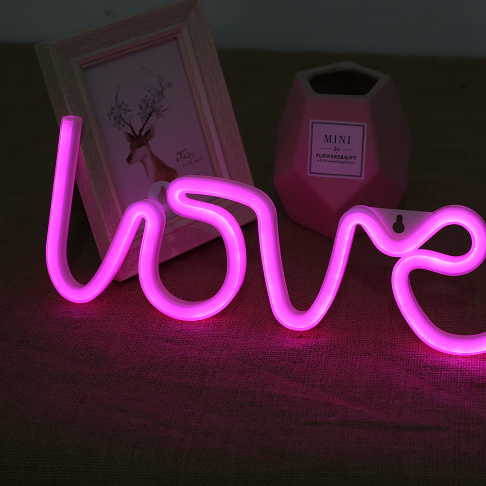 Love Neon Light Led Neon Sign Love Light Wall Decor Battery Or USB Powered Pink 