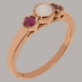 thumbnail image 2 of LBG British Made 14k Rose Gold Natural Opal & Ruby Womens Promise Ring - 33 size options - Size 9.5, 2 of 7