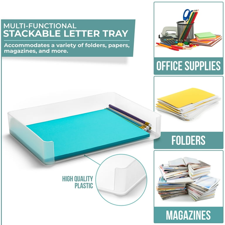 Sorbus Stackable Plastic Letter Tray, Clear photo 3