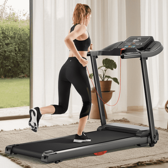 ROBORE Portable Foldable Treadmill for Home Office, Walking Jogging Machine with Handle Bar, 265lbs Capacity Compact Running Treadmill with LED Display
