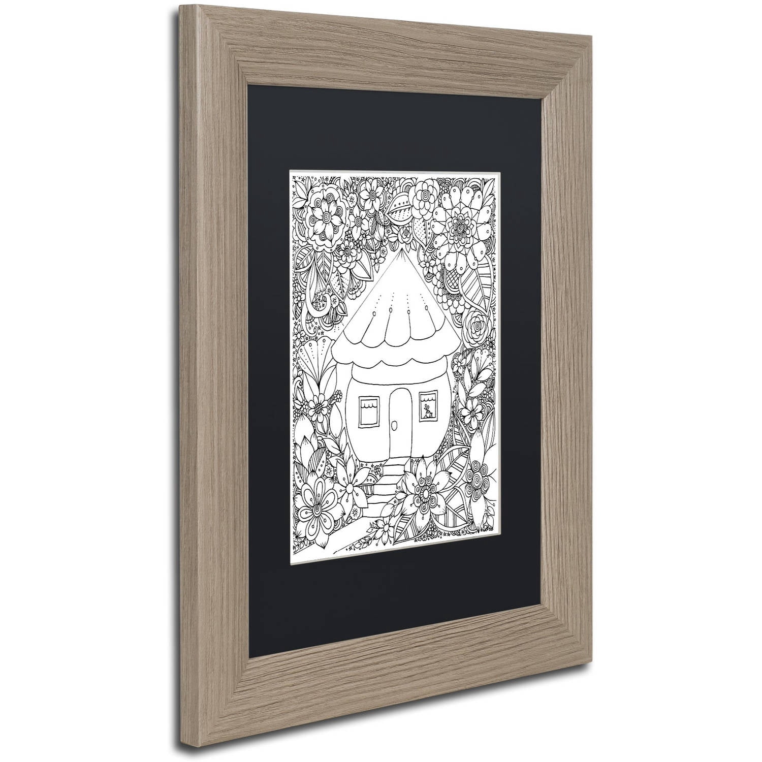 Trademark Fine Art "Fairies and Woodland Creatures 8" Canvas Art by KCDoodleArt Black Matte, Birch Frame