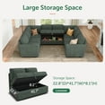 thumbnail image 3 of HONBAY 111” Oversized Corduroy Modular Sectional Sleeper Sofa, Pull-Out Bed with Storage for Living Room, Green, 3 of 8