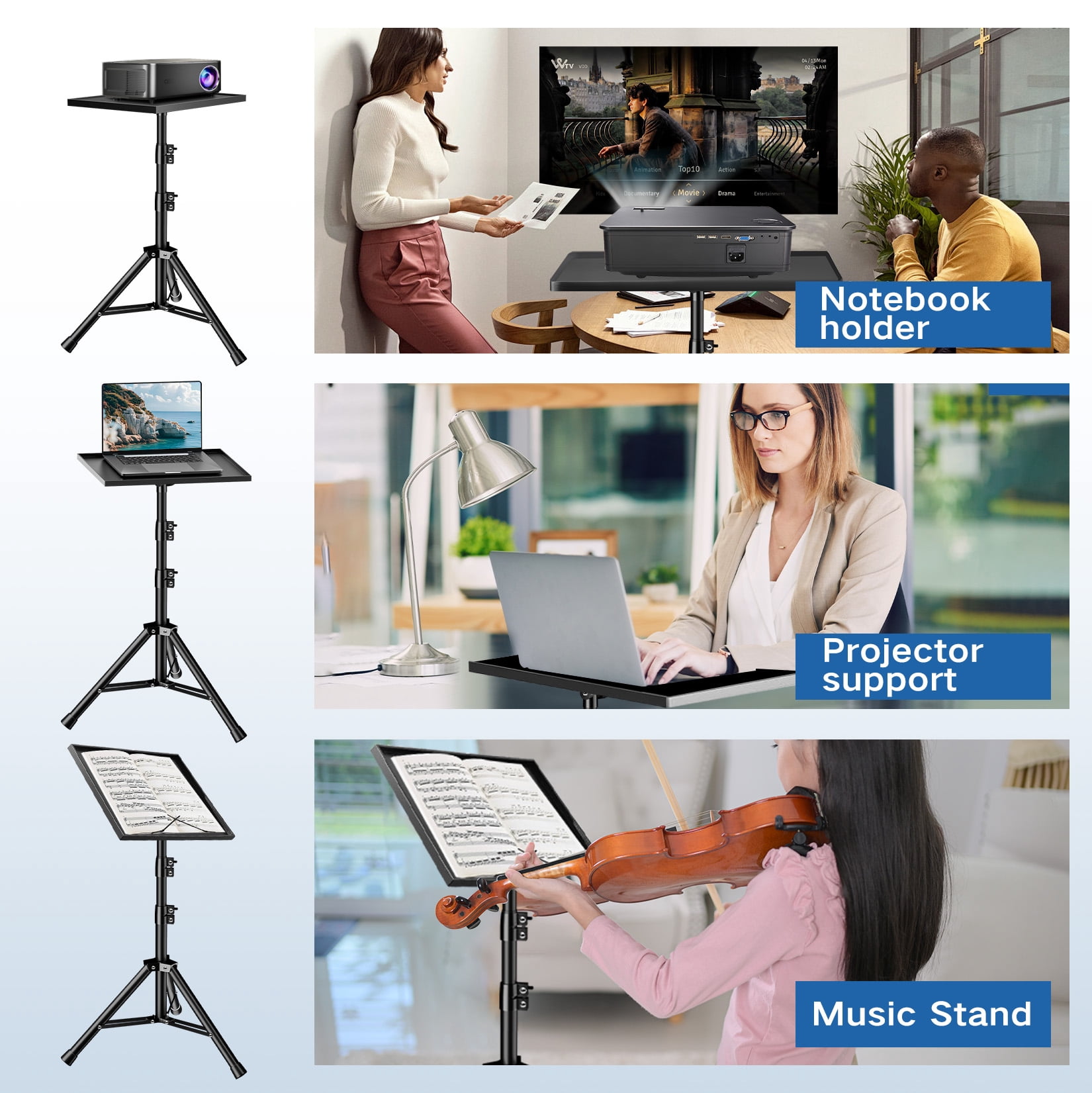 Projector Stand, Laptop Tripod Stand Adjustable Height 22 to 54 Inch,Projector Tripod,Tripod for Projector,DJ Equipment,Projector Tripod Stand for Outdoor Movies,Office, Home, Stage or Studio
