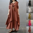 thumbnail image 5 of Women Linen Dresse Layering Vintage Robe Loose Long Dress Oversize Female Spring, 5 of 10