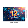 thumbnail image 3 of Colorful 3D Happy 12th Birthday Banner with Star Elements Background Backdrop Party Supplies Photography Props for Birthday Party Celebrations Decorations, 3 of 4