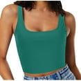 thumbnail image 2 of HAPIMO Women's Slim Basic Tank Crop Tops Workout Casual Ribbed Tops for Teen Girls Trendy Summer Beach Tees Solid Color Sleeveless Fitness Square Neck Shirts Green, 2 of 6