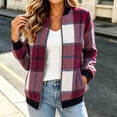 thumbnail image 4 of QIYAGBSA Plaid Bomber Jackets for Women Full Zip Baseball Collar Short Long Sleeve with Side Pockets Warm Winter Casual Fall Outerwear, 4 of 7