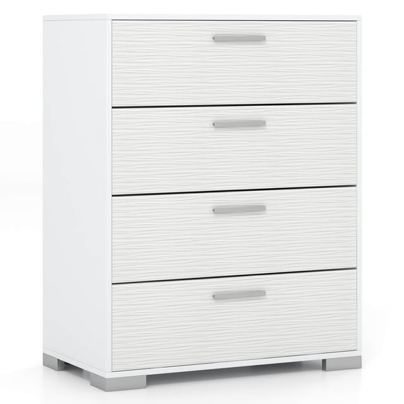 Costway 4 Drawer Storage Cabinet with Metal Legs & Handles Anti-Toppling Devices White