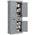 thumbnail image 3 of HOMCOM 72" Kitchen Pantry Cabinet, Traditional Freestanding Cupboard with 4 Doors and 2 Adjustable Shelves, Large Central Drawer, X-Frame, Gray, 3 of 10