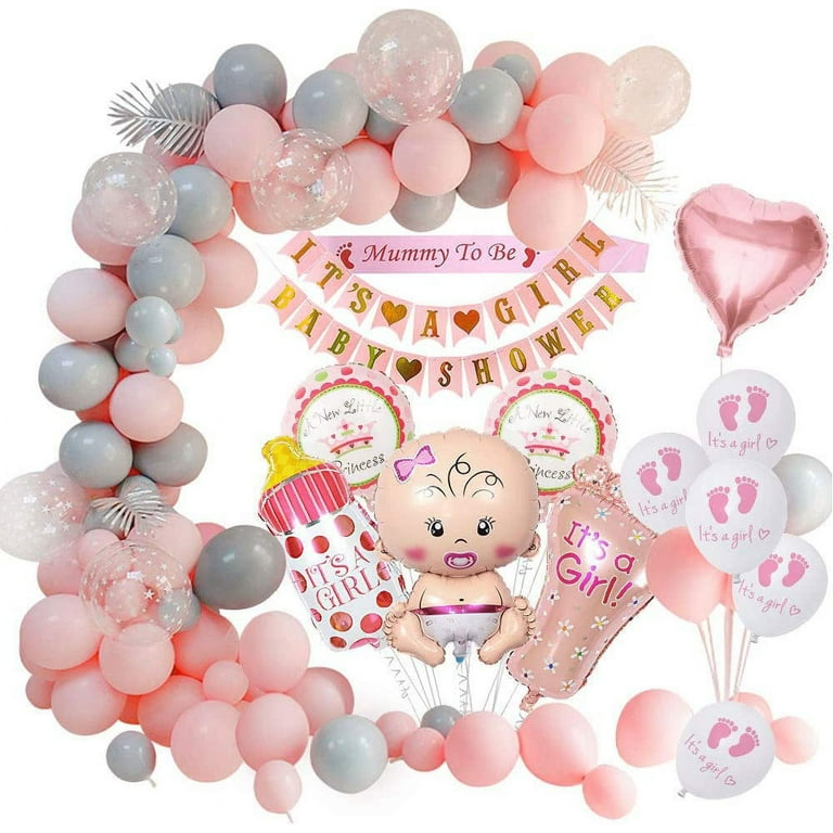 MMTX Baby Shower Party Balloon Decoration, Baby Shower Girl Birth Pink  Balloon Arch Decoration, It's a Girl Balloon Baby Shower Banner for Baby  Girl Baptism Gender Reveal Party 