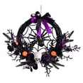 thumbnail image 2 of Kezqiaxn Halloween Wreath Clearance! Artificial Wreaths Skeleton Christmas Ball Haunted House Horror Party Decoration Door Hanging Purple Wreath, 2 of 5