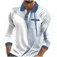 thumbnail image 2 of Fznquz Collared Golf Polos Blue Cotton Long Sleeve Polos Pullover Regular Fit Casual Golf Mens Winter Clothes, 2 of 3