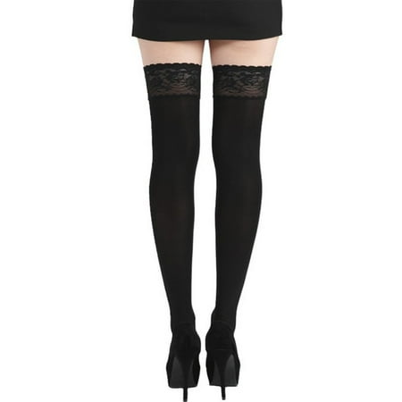 

Black Opaque Hold Up Stockings for women
