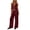 Wine, variant on Pretxorve Women 2 Piece Outfits Solid V Neck Breathable Sleeveless Cami Top Pocket Straight Long Trousers Set