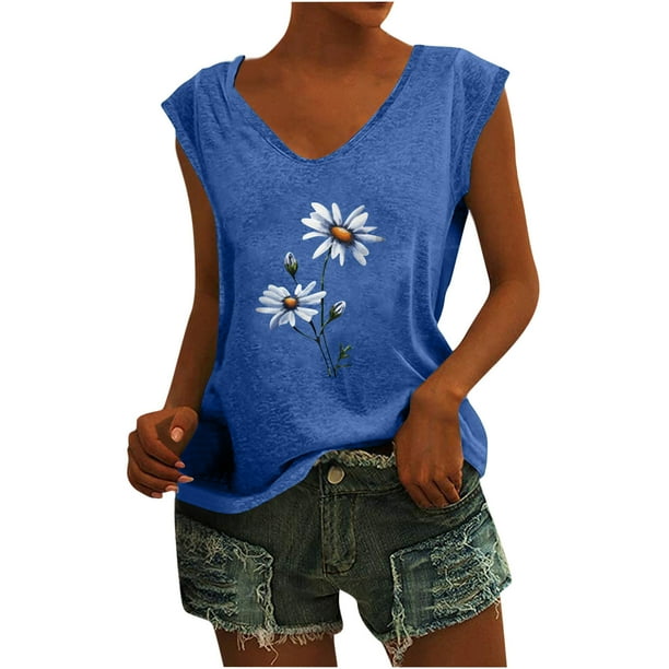 Camisas con estampado informal con estilo para mujer, camisetas holgadas de manga corta de talla grande, blusa con cuello en V OAVQHLG3B Store lin121212