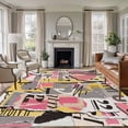 thumbnail image 4 of 6x9 Washable Area Rug, Abstract Art Non-Slip Large Rectangle Rug for Living Room Dining Room, Pink and Yellow Collage Art Torn Paper Pieces Indoor Floor Mat for Home Decor, 4 of 9