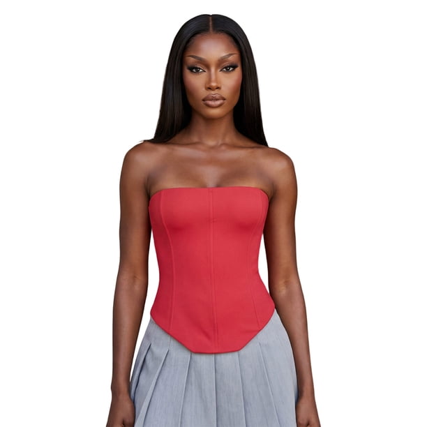 Tops de tubo lisos para mujer, ajustados, con lazo en la espalda, sin hombros, sin mangas, estilo urbano de verano y a la moda.