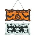 thumbnail image 1 of 2PCS Halloween Door Sign Witch Pumpkin Skeleton Halloween Hanging Decoration, 1 of 8