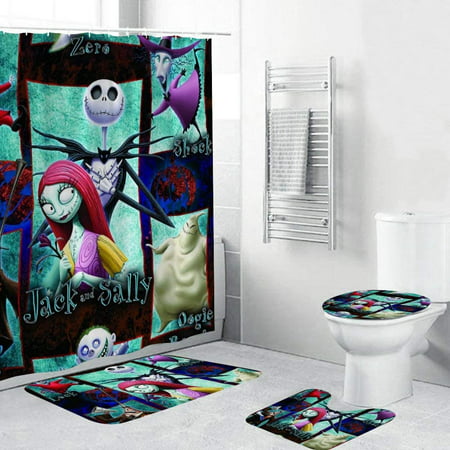 4 Piece Nightmare Before Christmas Shower Curtain Sets with Non-Slip Rugs,  Toilet Lid Cover and Bath Mat, Durable Waterproof Shower Curtains with 12  Hooks 70.9x70.9 inch | Walmart Canada