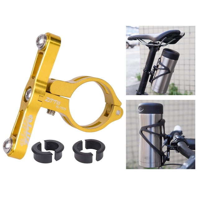 te para botella de agua, adaptador de montaje ajustable, compatible con manillar de bicicleta, tija de sillín, fuerte, aleación de aluminio 7075 Oro Baoblaze portabotellas para bicicleta
