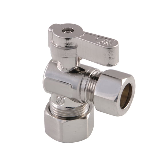 Kingston Brass KF5440SN 5/8-Inch O.D. Comp x 1/2-Inch O.D. Comp Quarter-Turn Angle Shut-Off Valve in Brushed Nickel