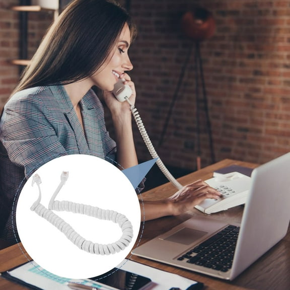 ROSENICE Telephone Cord Landline Spring Spiral Cable 23.00X1.50X1.50CM White Abs