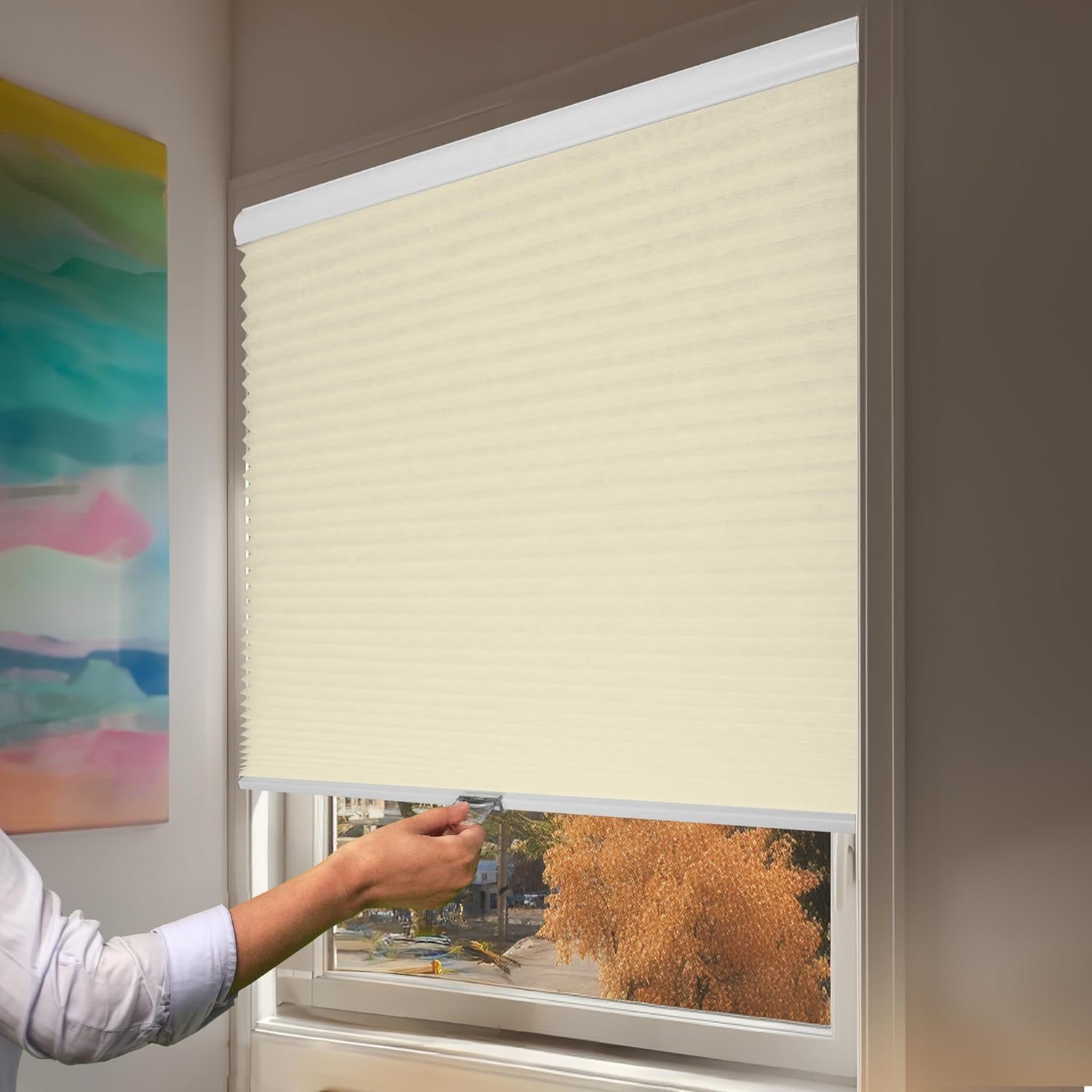 Chicology Beige Cordless Light Filtering Cellular Shades 64.75 in. W x 72 in. L