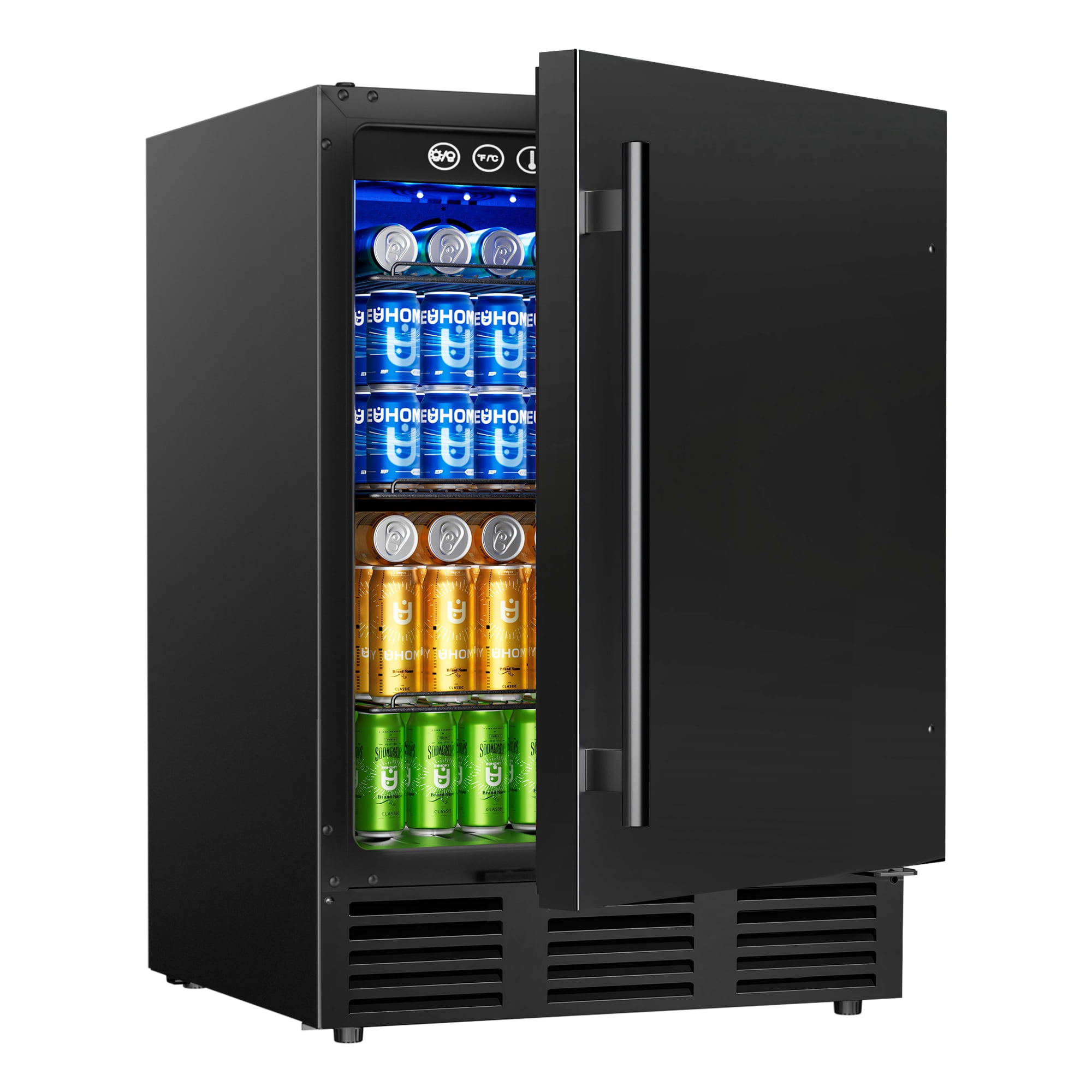 EUHOMY 180 Can Beverage Refrigerator Cooler, 5.3 Cu.ft. Freestanding Drink Fridge for Soda, Beer & Wine, Indoor and Outdoor Use, Black