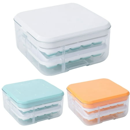 

Citystores Ice Cube Maker Compartment Pressing Type Low Temperature Resistance Ice Making Ice Storage Box with Lid Household Supply Single Layer Blue